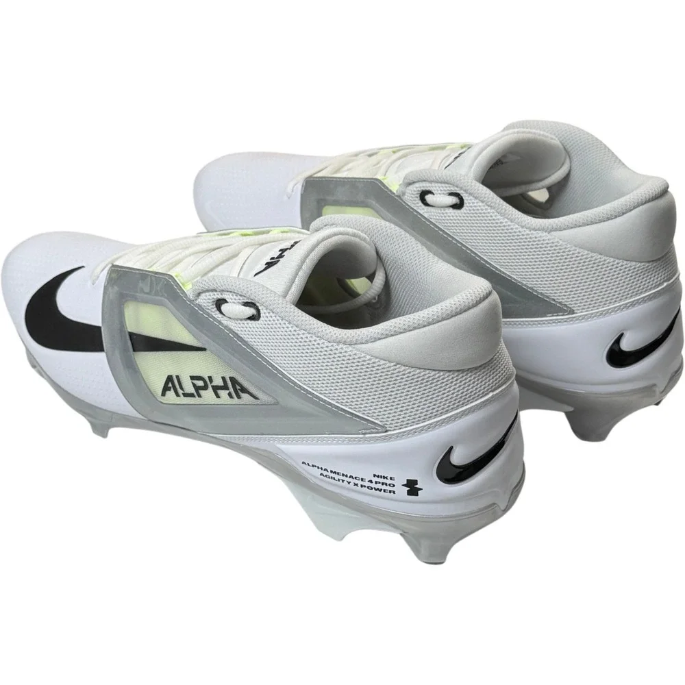 Nike Alpha‎ Menace 4 Pro Cleats  - NEW Mens 12 White / Black / Volt - #47708-OF